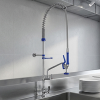 Robinet de cuisine commercial moderne en laiton, monocommande, avec douchette extractible flexible, pour pré-évier, montage sur plan, idéal pour hôtels et restaurants de centres commerciaux