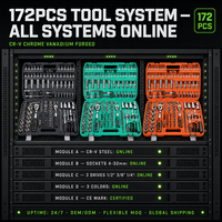 Ensemble d'outils à main de 172 pièces, valise de rangement en aluminium avec roulettes, support OEM OBM pour la réparation de pièces automobiles, utilisation domestique