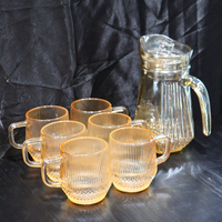 Coffret de luxe pour la maison : service à thé en verre ambré avec pichet et tasses