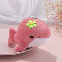 Vente en gros peluche rose dauphin porte-clés océan animaux en peluche griffe machine peluches jouets créature de la mer dauphin peluche porte-clés jouets
