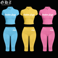 Ensembles Capri Y2K pour femmes, veste à demi-zip à manches courtes avec logo personnalisé et pantalon capri taille basse, ensemble de survêtements de sport 2 pièces