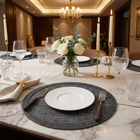 Set de table rond en PVC de couleur unie pour table à manger, isolant thermique, antidérapant, décoratif, moderne et simple, pour hôtel et restaurant