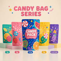Sachets Mylar personnalisés avec logo imprimé en couleur, en plastique, à fermeture éclair mate, en aluminium, pour aliments, bonbons, snacks, 1g, 2g, 3.5g