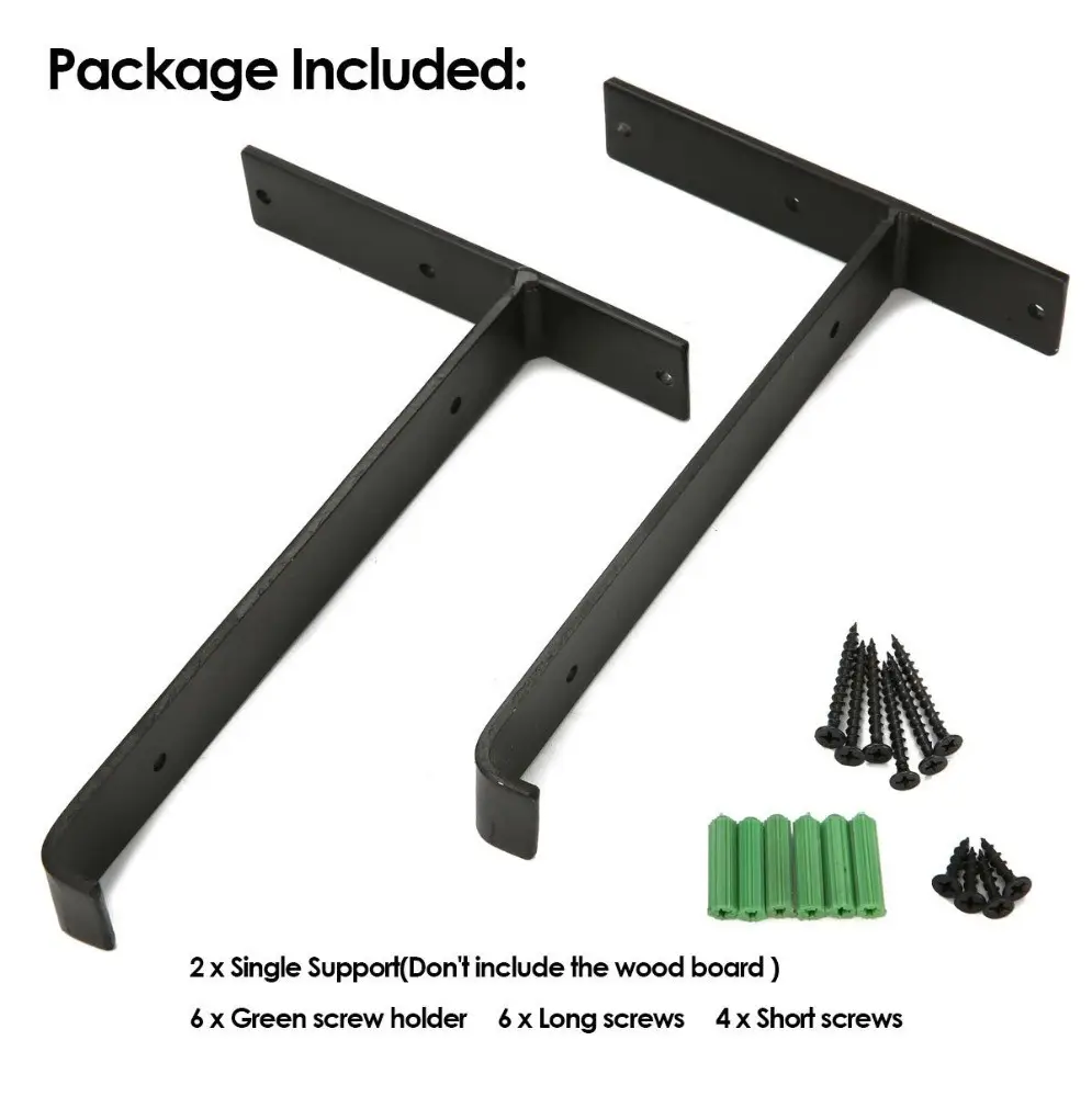 7.25*6Inch Heavy Duty Metalen Black L-Vormige Beugels Ondersteunen Wandmontage Plank Beugel