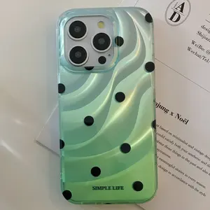 New Purple and Green Vortex Pattern Gradient Dot Phone Case for iPhone 15 Pro Max 14 13 12 11