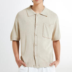 Polo de algodón texturizado personalizado, camisetas de punto de manga corta con diseño transpirable hueco para hombre - Product Image 3