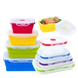 Çevre dostu silikon katlanır yemek kabı sızdırmaz ve bulaşık makinesi emniyetli gıda saklama kabı yerden tasarruf sağlayan yemek hazırlık kutusu - Product Image 6