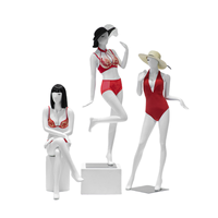 Stand Display Model Pakaian Wanita Setengah Badan dan Badan Penuh untuk Toko Pakaian, Bahan Fiberglass dengan Alas Logam