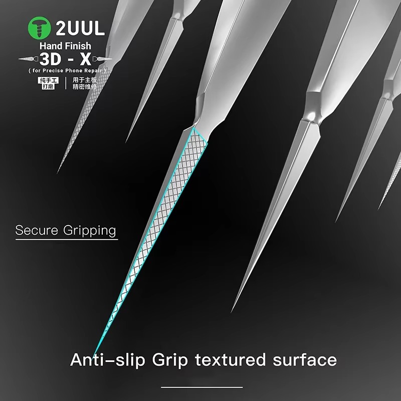 2UUL TW02 3D X精密ピンセット 高靭性滑り止めグリップピンセット IC