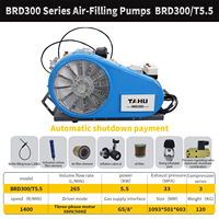 Kompresor Udara Selam TAHU BRD300-T5.5 33MPa 4800PSI Pompa Pengisian Udara Pernapasan Tekanan Tinggi Auto Stop untuk SCBA