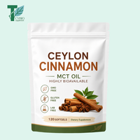 Compléments alimentaires en gélules molles OEM 2-en-1 Cannelle de Ceylan biologique avec huile MCT, Soutien énergétique et métabolique, Sans OGM, Sans gluten
