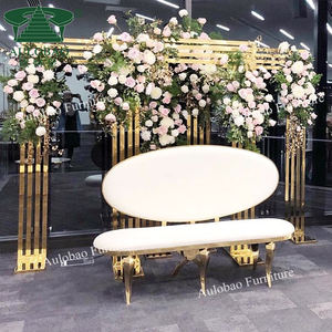 दुल्हन और दूल्हे की सोने की धातु शादी की बेंच सोफा इवेंट - Product Image 2