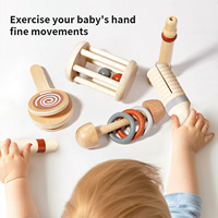Wooden Musical Instruments Set for Toddler Kids Mini Percussion Toy Flute Rattle Sensory Learning Educational Montessori Gift