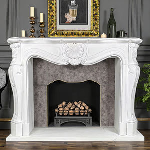 Dougbuild Cheminée en pierre à sculpter de conception française classique personnalisée Cheminée Louis VX en marbre blanc - Product Image 1