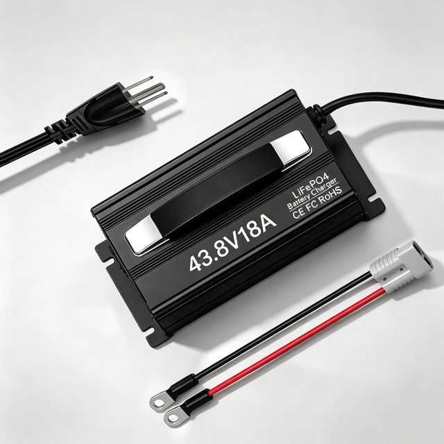 36V/38.4V LiFePO4 Battery Charger 43.8V 18A High Efficiency Smart Fast AC-DC 6 Safety Protections LED Display CE Certified