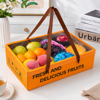 Boîte d'emballage en carton ondulé portable personnalisée pour fruits frais, boîte cadeau pour oranges, raisins, bleuets avec couvercle transparent