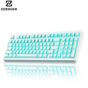 Clavier mécanique Zornher ZH980 White Spider Web avec interrupteurs <span class=keywords><strong>Gateron</strong></span>, rétroéclairage RGB, connectivité tri-mode, personnalisable pour le gaming e-sport - Product Image 1