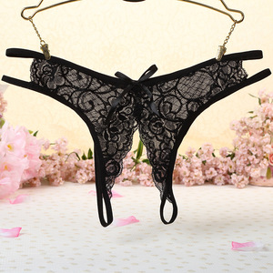 Culottes en dentelle transfrontalières européennes et américaines, sexy, à entrejambe ouvert, transparentes, taille basse, évidées, type string, source - Product Image 1