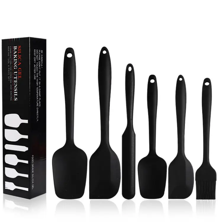 2023 Food silicone kitchen utensils 6 piece heat resistant nonstick baking silicone spatula set for Home