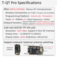 LILYGO TTGO T-QT Pro ESP32-S3, papan pengembangan GC9107 0.85 inci tampilan LCD warna penuh modul WIFI Bluetooth