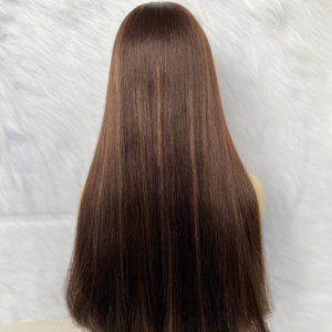 100% capelli umani capelli grezzi vergini Super doppia parrucca gioiello marrone evidenzia radici scure parrucche Kosher europei non trasformati - Product Image 1