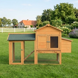 Gallinero de Madera Resistente para Exteriores con Gran Corral, Techo Impermeable de Asfalto, Casa para Gallinas de Madera para Jardín - Product Image 1