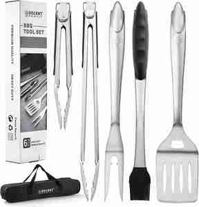<b>Heavy</b> <b>Duty</b> Stainless Steel BBQ Grill <b>Tool</b> Set-Portable Dishwasher Safe 6-8 Piece Outdoor & Indoor Use - Product Image 1