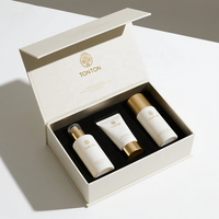 Boîte personnalisée avec couvercle et base, boîte cadeau blanc ivoire pour ensemble de soins de la peau et emballage de luxe, base en papier renforcé