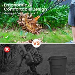 Leaf <b>Grabbers</b> for Yard Work Leaf Picker with Long Steel Handle & Wide Steel Claw Cushioned Grip Lawn Clippings Twigs Yard Waste - Product Image 2