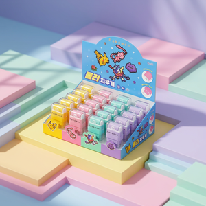 pokemon Pixel Art Cylinder Roller Eraser 24 PCS Korean Kids Stationery Cute Tube Pencil Eraser Anime Bulk Distributor Wholesal - Product Image 1