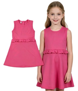 Robe-short de sport décontractée pour petites filles, motif floral, respirante, à volants, pour le tennis et le yoga, style A-line, doublée, prête à l'emploi (RTS) - Product Image 1