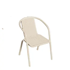Comfortable and Simple Rattan Garden Chair with Waterproof Backrest Plastic Stool for Outdoor Dining and Cafe Sunscreen