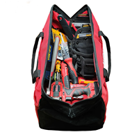 Sacs à outils en toile rouge légers avec base en acier - Sac de rangement durable pour outils électriques sans fil, pour chantier et atelier