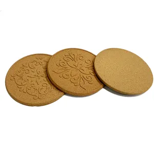 Factory Wholesale Custom 4 Inches Drink Glass Coffee Cups Mat Wood Coasters Sublimation Cork Placemats And Cork Coasters