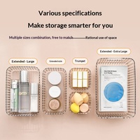 Boîtes de rangement en plastique transparentes à rayures verticales, moulées par injection, de plusieurs tailles, combinables librement, empilables, faciles à nettoyer, pour bureau