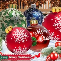 60cm Décor De Noël Décoration De Noël Ballons Impression Extérieure PVC Atmosphère De Vacances Artisanat Jouet Gonflable Boule