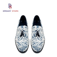 Chaussures Homme Décontractées à Enfiler Bicolores Faites à la Main ; Tissu Extensible Confortable, Logo Personnalisé, Marque Originale, Idéales pour l'Automne