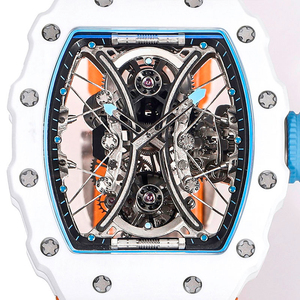 High End Mens Tourbillon <b>Watch</b> White Ceramic Tonneau Case with Fully Skeletonized Movement - Product Image 4