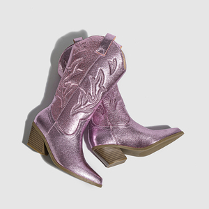 Chaussures pour femmes, bottes de cowgirl brodées pour l'hiver 2025, bottes hautes à la mode, taille 43, bottes de cowboy western - Product Image 6