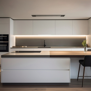 ארונות מטבח מודרניים מעץ יוקרתי עם בסיס כיור מזכוכית, עיצוב צבע מותאם אישית ידידותי לסביבה עבור וילה - Product Image 3