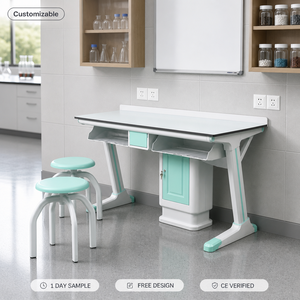 Ensemble table et <span class=keywords><strong>tabouret</strong></span> de laboratoire scientifique 1200x600x770mm avec plateau HPL et armoire de rangement en plastique – Mobilier scolaire pour projets éducatifs – Fourniture pour appels d'offres - Product Image 1
