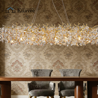 Lámpara de Araña Decorativa de Cristal de Lujo para Techo Interior de Apartamentos y Hoteles, Pequeña, con Ramas Decorativas