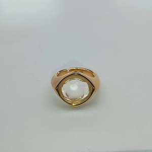 Fashion <b>Ring</b> 316L Stainless Steel PVD Gold Plating Sustainable Resistant Crystal Stone <b>Statement</b> Jewelry - Product Image 1