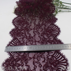 Stretchy Chantilly ren đỏ 23cm màu tím đàn hồi lưới hoa pháp lông mi LCE TRIM vải cho phụ nữ áo ngực đồ lót <span class=keywords><strong>2025</strong></span> - Product Image 2