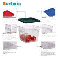 Boîte de rangement alimentaire carrée en plastique polycarbonate PC polypropylène PP de 2L à 22L pour ingrédients et céréales, idéale pour la cuisine commerciale