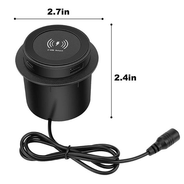Easy Install Fast Charge Invisible Embedded 3 in 1 Wireless Charger for Office Furniture With Under Table Pop up Usb a C Output
