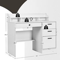 Mobilier de bureau à domicile, bureau blanc avec tiroirs, bureau d'ordinateur en bois pour étudiant, écriture, 4 tiroirs de rangement pour dossiers