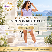 Ensembles 2 pièces jupe-short pour femme, été, sans manches, sweat-shirt demi-zip, tenues de tennis, survêtements décontractés