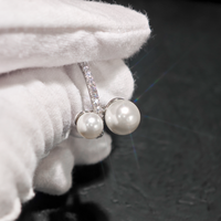 925 Sterling Silver Minimalist Simple Design 4A Perle D'eau Douce Demi-Éternité Anneau pour Femmes Fine Jewelry Anniversaire De Mariage
