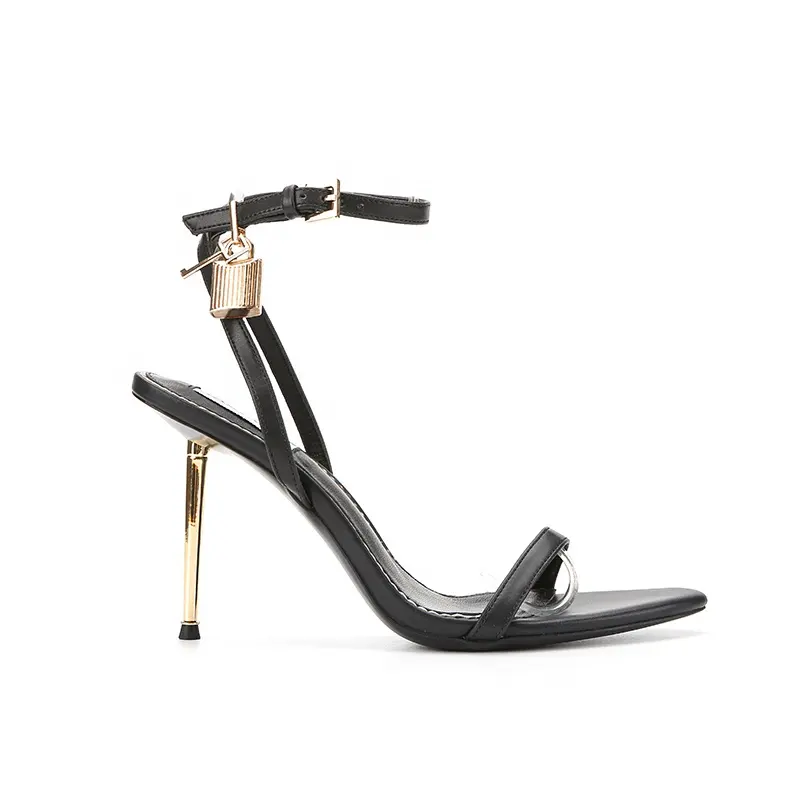 Support OEM/ODM brand logo custom ladies sexy stiletto high heels shoe anklet decoration chain gold metallic heels